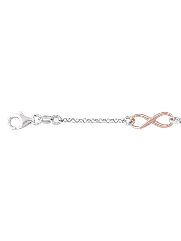 Ladies Silver with rose gold plating Infinity Design Bracelet