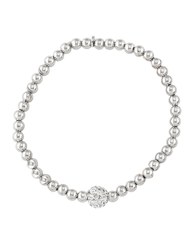 Ladies Silver Bracelet With a Cubic Zirconia Ball Design