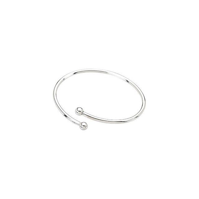 Silver Bangle Bracelet With Ball Design