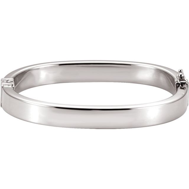 Ladies Silver Wide Square Style Bangle Bracelet With Hinged Opening