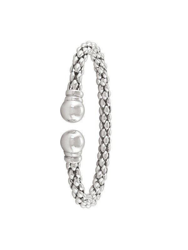 Ladies Silver Cuff Style and Ball Bangle Bracelet