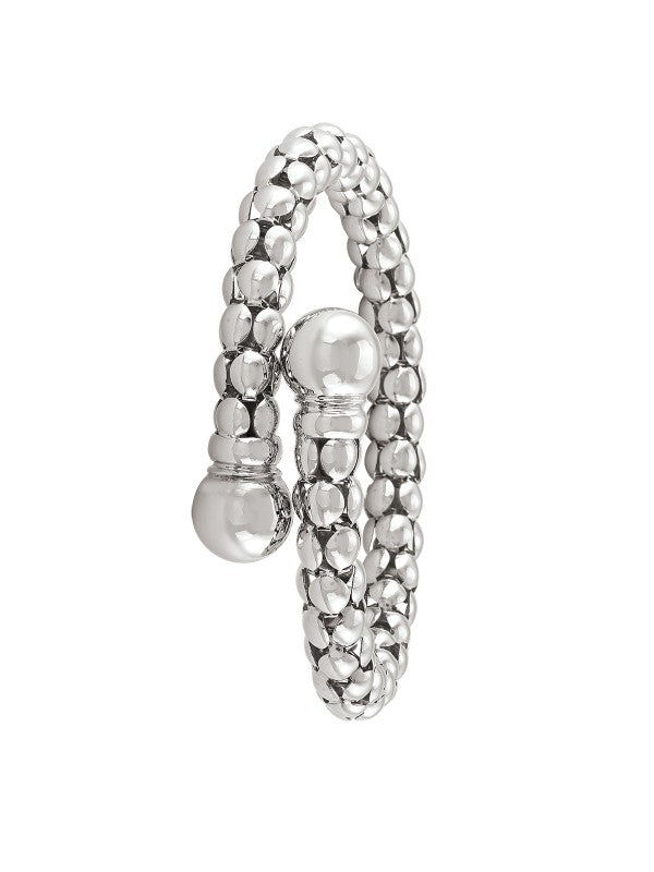 Ladies Silver Cuff Style and Ball Bangle Bracelet