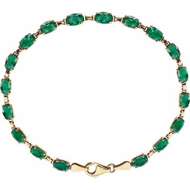 Yellow Gold Emerald Gemstone Bracelet Media 