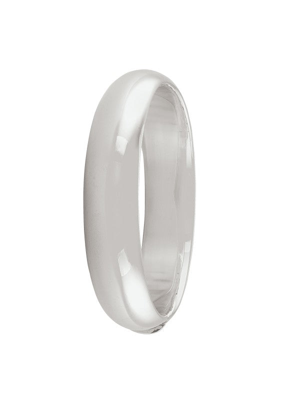 Wide Rounded Silver Bangle With Hinge Opening