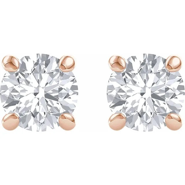 Rose Gold Moissanite stud earringd