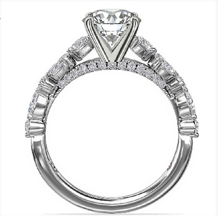 Round With Marquise Cut Diamond Engagement Ring