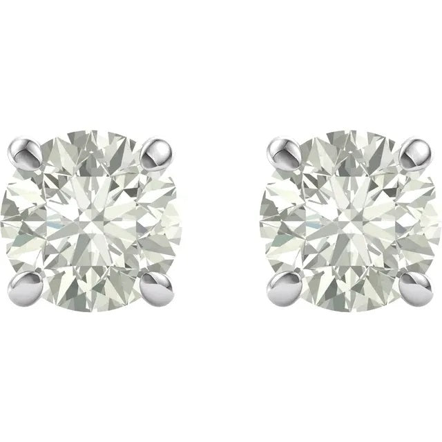 14kt. White Gold Round Brilliant Cut Moissanite Stud Earrings