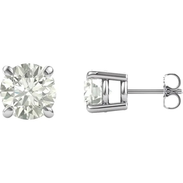 14kt. White Gold Round Brilliant Cut Moissanite Stud Earrings