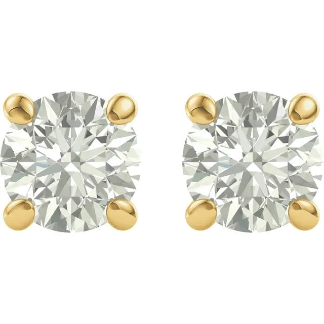 Butterfly Back Round Brilliant Cut Moissanite Stud Earrings