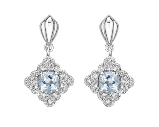 y Aquamarine and Diamond Earrings