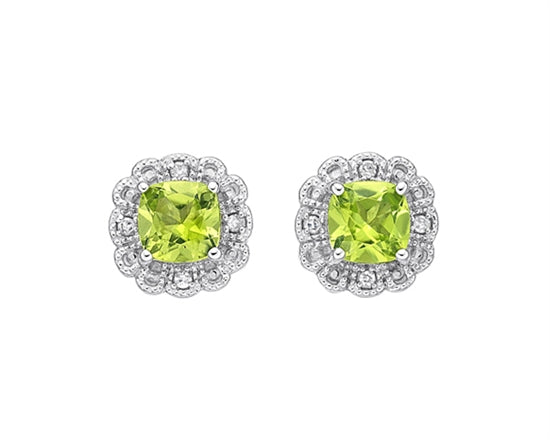 Peridot and diamond Stud earringgs