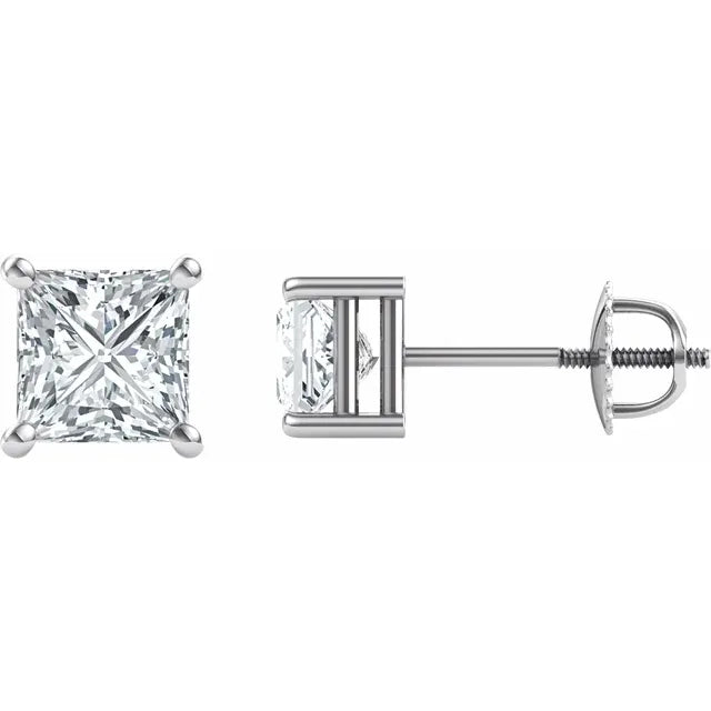 Princess Cut Moissanite Stud Earrings