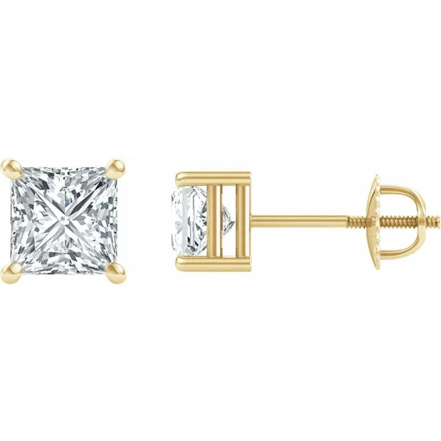 Princess Cut Moissanite Stud Earrings