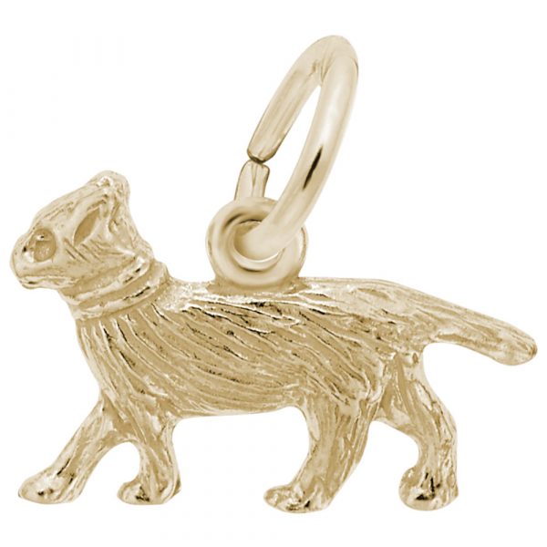 Gold 3 dimentional Walking Cat Accent Charm, pendant