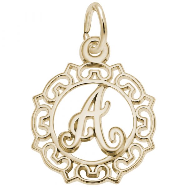 Ornate Script Initial "A"Charm or Pendant