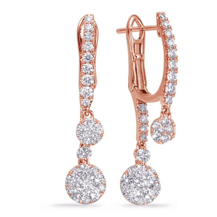 Ladies Dangling Halo Design Diamond Earrings