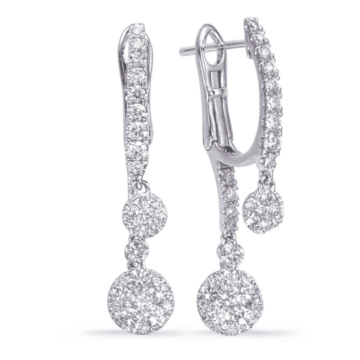 Ladies Dangling Halo Design Diamond Earrings