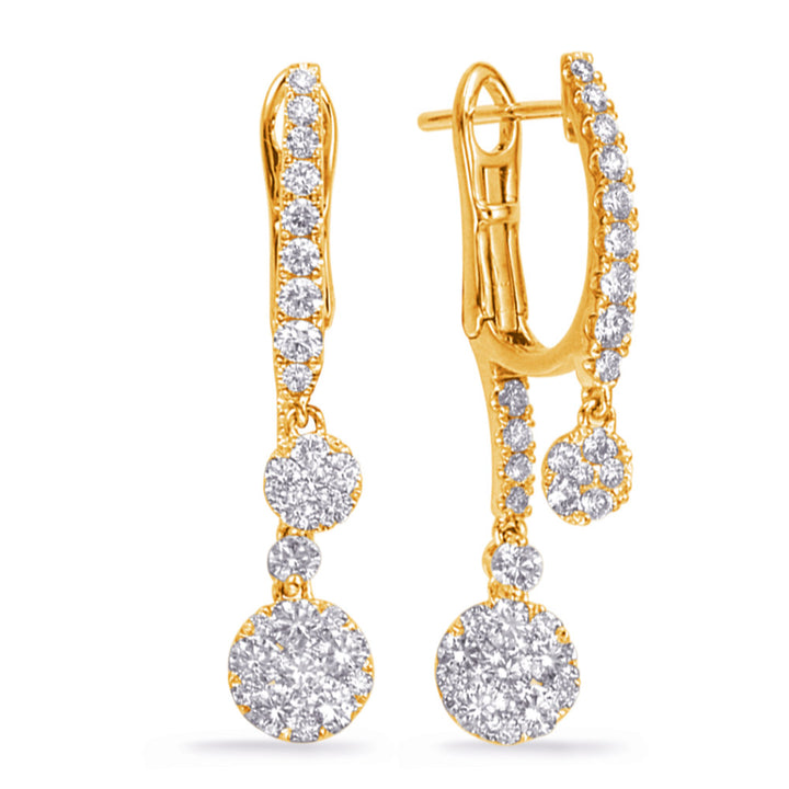 Ladies Dangling Halo Design Diamond Earrings