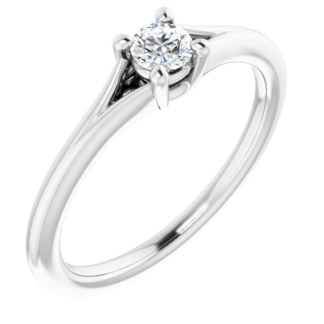 Ladies Gold Solitaire Style Round Diamond Promise Ring With a Split Style Shank