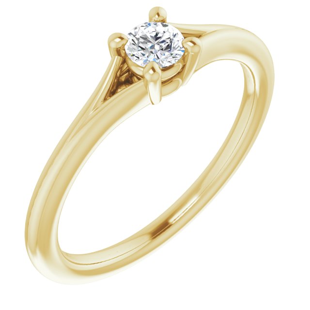 Ladies Gold Solitaire Style Round Diamond Promise Ring With a Split Style Shank