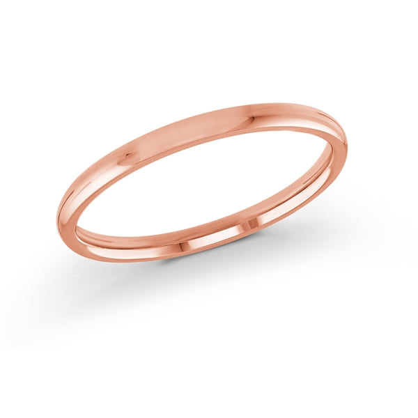 Ladies Traditional Plain Gold Slim Style Rounded Edge Wedding Band in Rose Gold