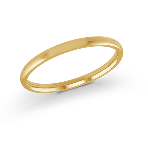 Ladies Traditional Plain Gold Slim Style Rounded Edge Wedding Band in Yellow Gold