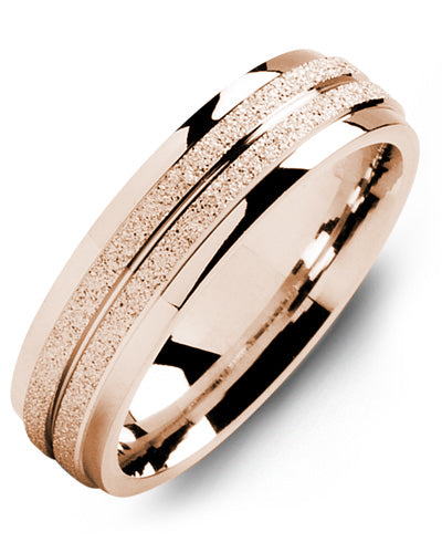 Men's Rose gold dome finish polished edges wedding band