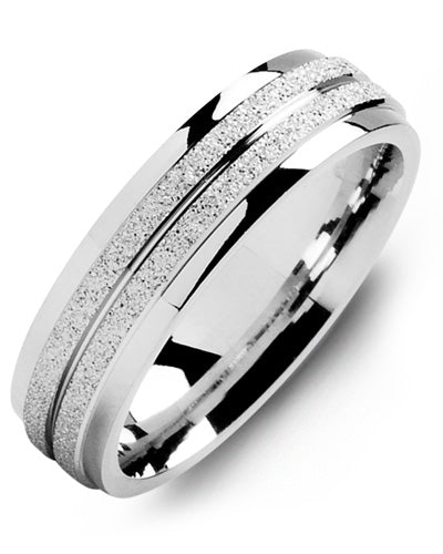 Men's White gold dome finish polished edges wedding band