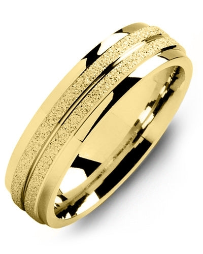 Men's Yellow gold dome finish polished edges wedding band