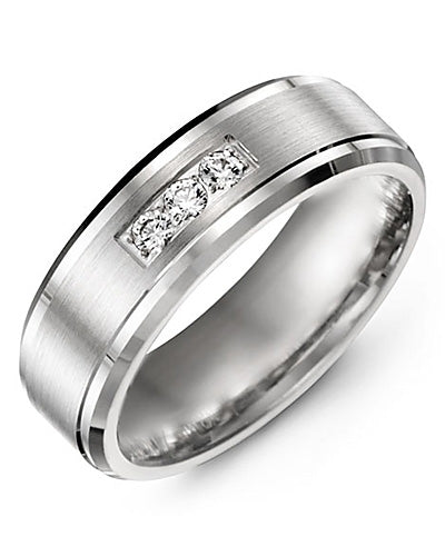 Men's Brush Bevelled Diamond Wedding Band